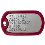 US Army Dog Tags with Dark Red Silicone Silencer