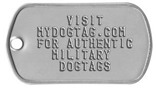 U.S. Army Name Tape (Desert) with Army Ribbon sticker on back of Dog Tags