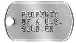 Army Earring Dog Tags  PROPERTY  OF A U.S.  SOLDIER  