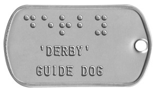 Guide and Service Dog Tags ⠙⠑⠗⠃⠽   'DERBY'   GUIDE DOG  
